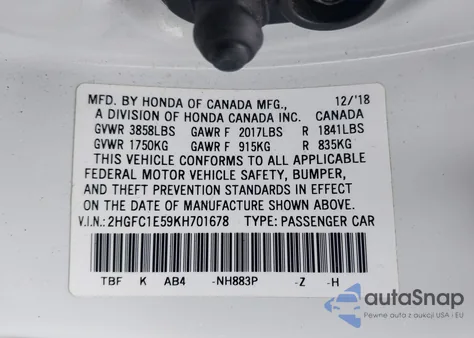 2019 Honda Civic Si from USA, damaged, VIN 2HGFC1E59KH701678